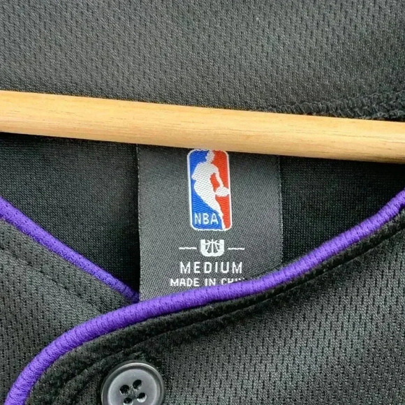 Los Angeles Lakers Jersey Mens Medium Black Button Down NBA Unk Basketball #48 - Picture 6 of 9